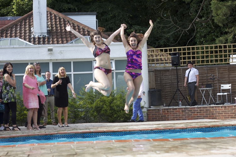 Two of our models cooling off in the pool.